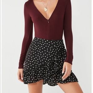 Black polka dot ruffle skirt